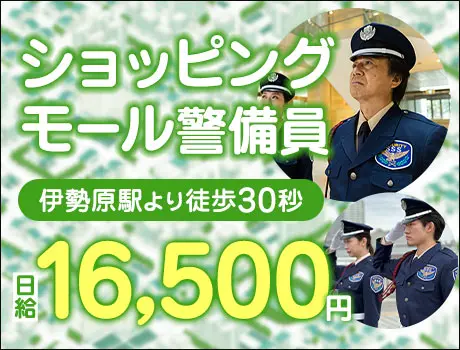 ＜伊勢原駅から徒歩30秒＞ショッピングモール警備☆16,500円...